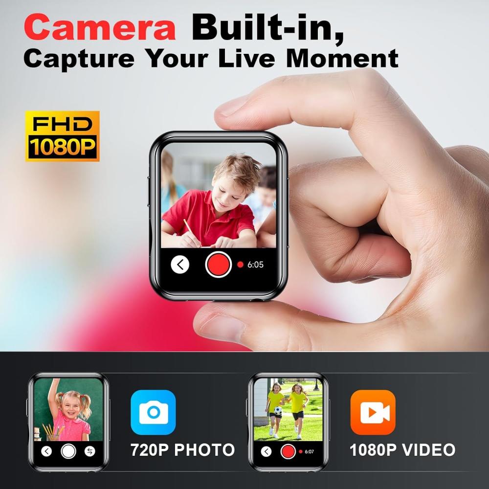 MP3-плеер с TF-картой емкостью 128 ГБ, цифровая камера FHD 720p, Bluetooth 5.4-плеер со звуком без потерь, портативный музыкальный плеер с 2-дюймовым сенсорным экраном и динамиком