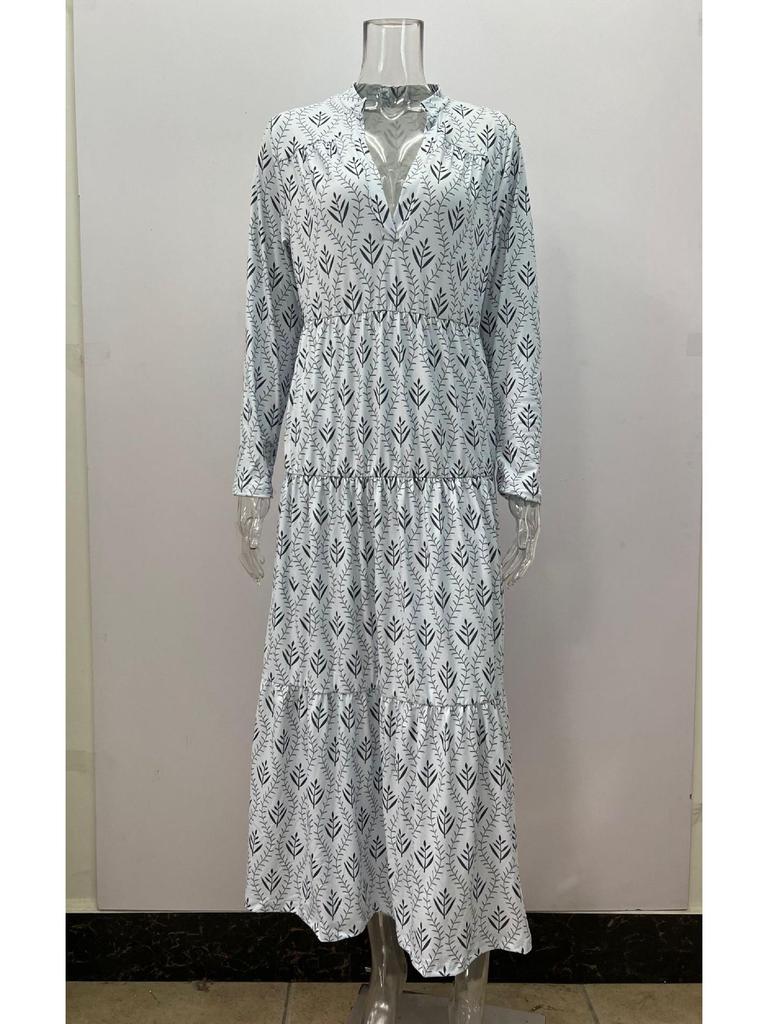 2023 Осень/Зима Ретро Стойка Воротник Свободный Большой Размер Модное Длинное Платье