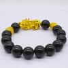 Six-character Mantra Gold Beads Obsidian Gold-plated Pixiu Bracelet Men's Bracelet Ethnic Style Jewelry