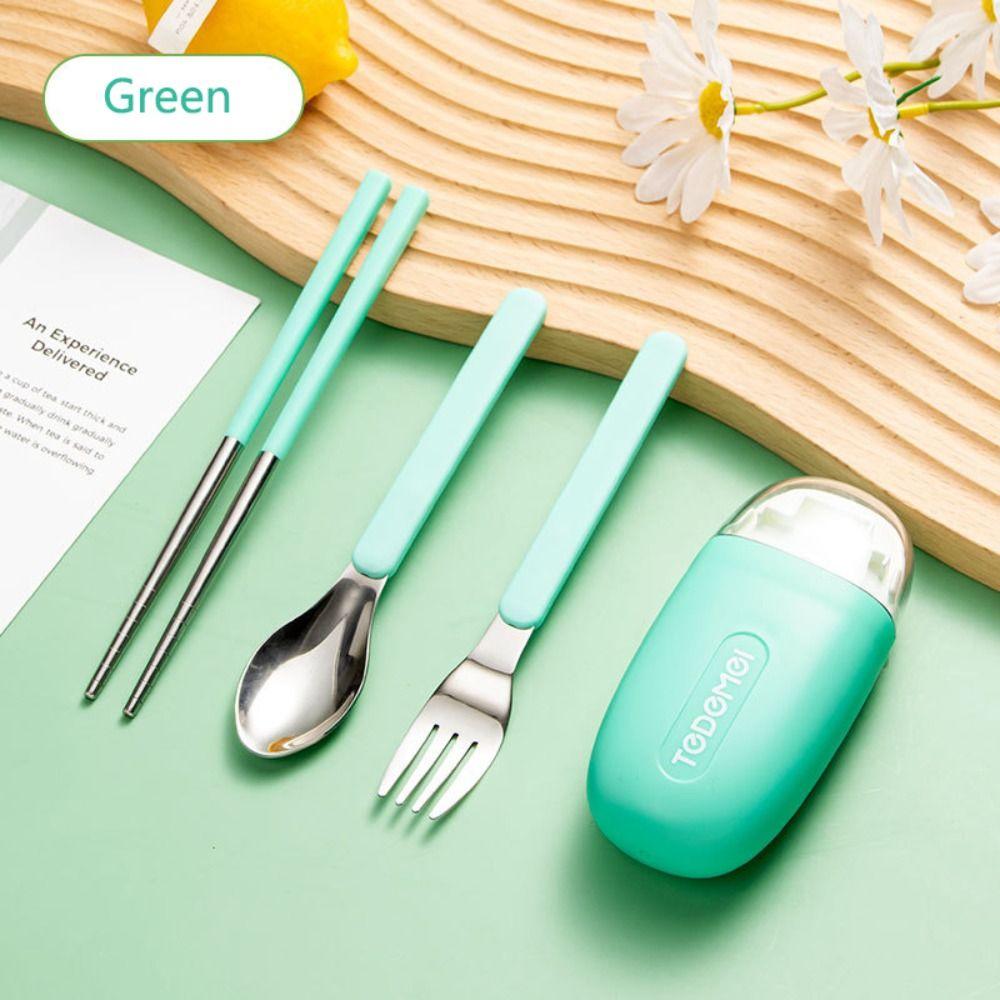 3Pcs/Set Detachable Chopstick Fork Spoon Set Student Eating Tableware For Outdoor Travel