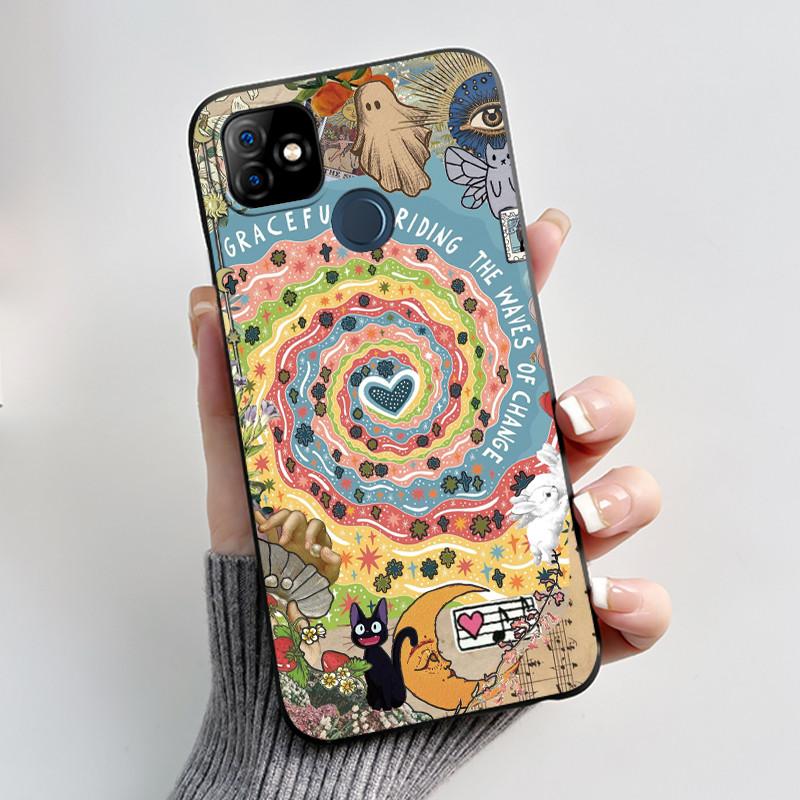 Casing For ITEL P36 Play L6005 Case ITEL Vision 1 Back Cover Aesthetic Cute Cat Fashion Cartoon Soft Black Silicone Phone Case