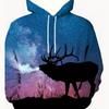 Stylish Deer/Elk Print Men's Hoodie Comfortable 100% Polyester Winter Fall Streetwear