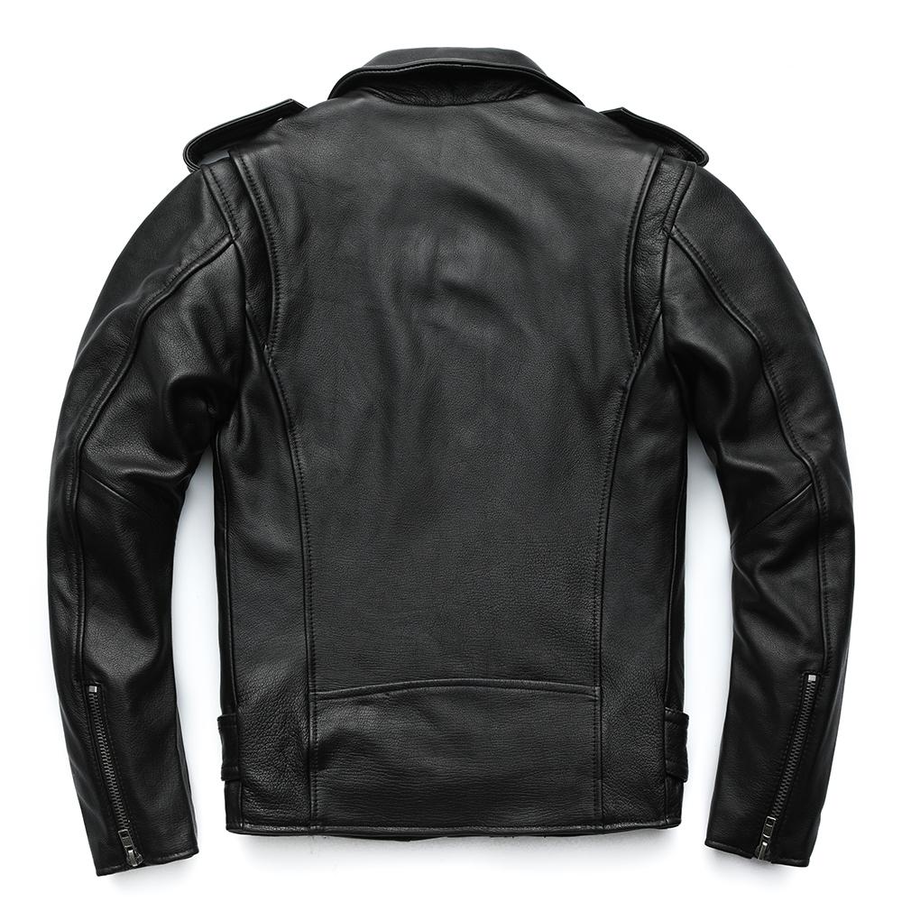Classical Motorcycle Jackets Men Leather Jacket 100% Natural Cowhide Thick Moto Jacket Winter Sleeve 61-69cm 6XL