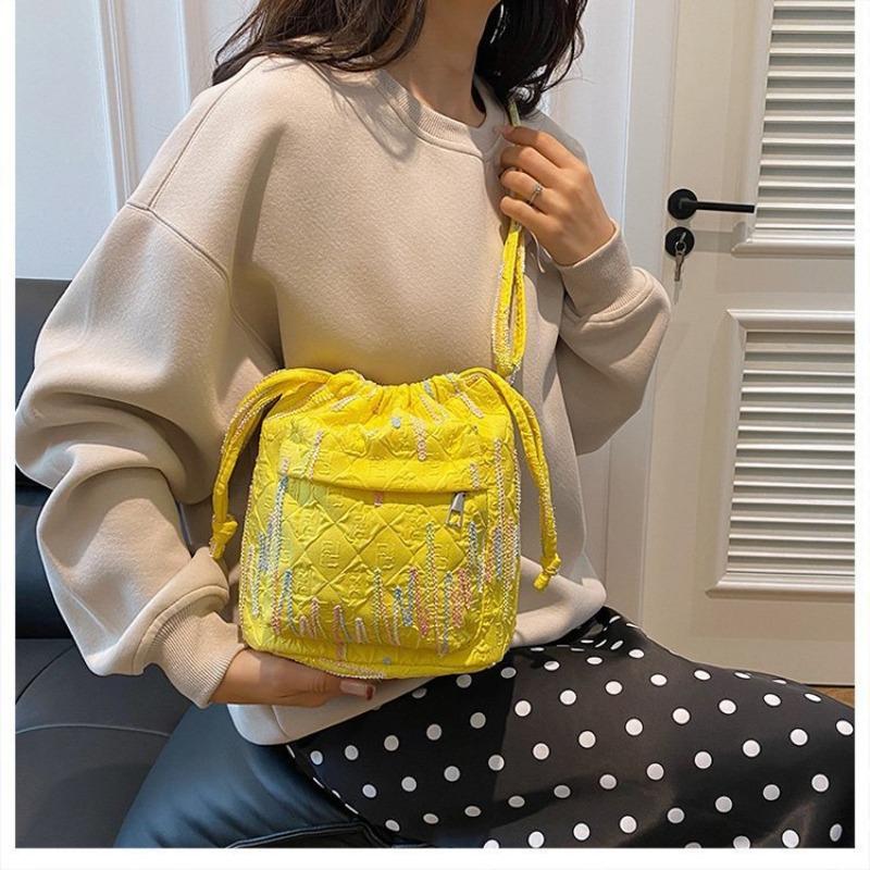 Модная сумка-ведро с радужными полосками и вышивкой, плиссированная, на одно плечо, сумка через плечо