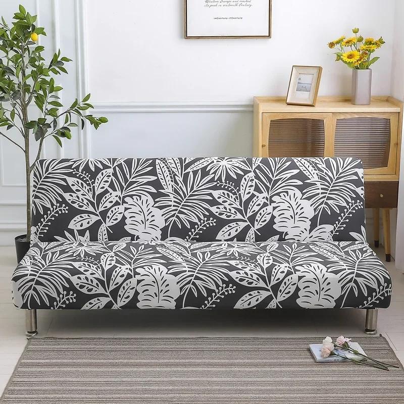 [Stretch Sofa Bed Cover] Spring/Summer Milk Silk Fabric Living Room Armless Folding Sofa Sofa Cover Puf Grande Y Esponjoso