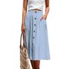 Women's Casual Loose Casual Pocket  A-line High Waisted Mid Length Skirt With Pocket