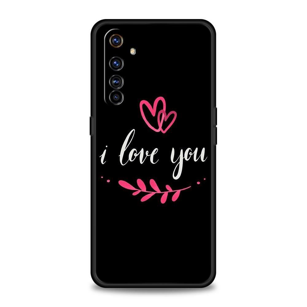 Я люблю тебя Розовое сердце Чехол для телефона Для Realme 12 11 10 9 8 5G 7 6 GT5 GT3 GT2 Pro Plus C21 C11 C25 C35 GT Neo 2 3 3T 5 Мягкая крышка