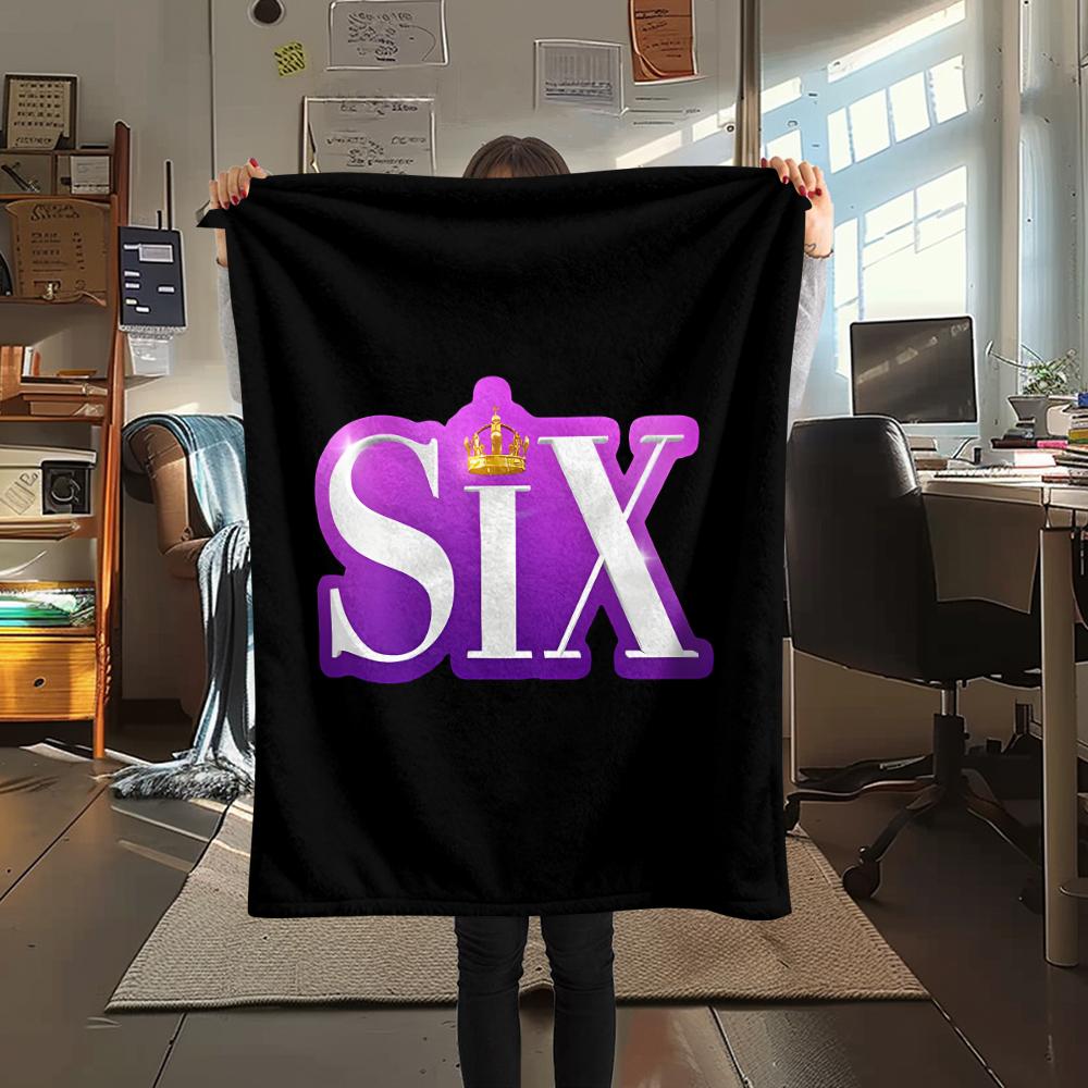 1 шт. Фланелевое одеяло с принтом SIX, Высококачественное, Для всех сезонов, Декор для дома, Тепло и уют, Идеально для рождественских подарков