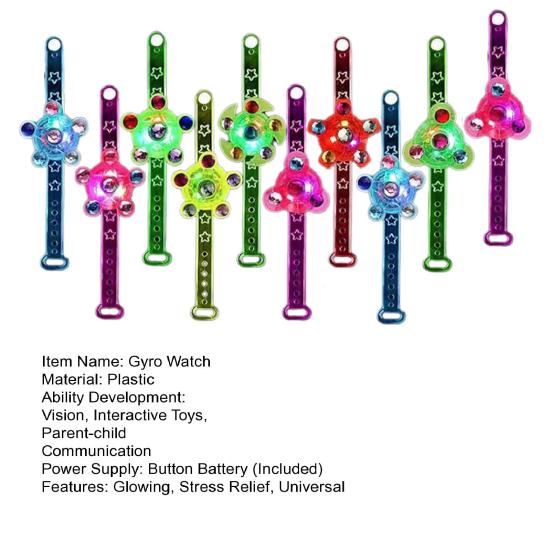 10 шт. светодиодных мигающих гироскопических часов для снятия стресса и беспокойства, регулируемых для детей и взрослых, мультяшных, цветных светящихся браслетов, игрушек, сувениров для вечеринок
