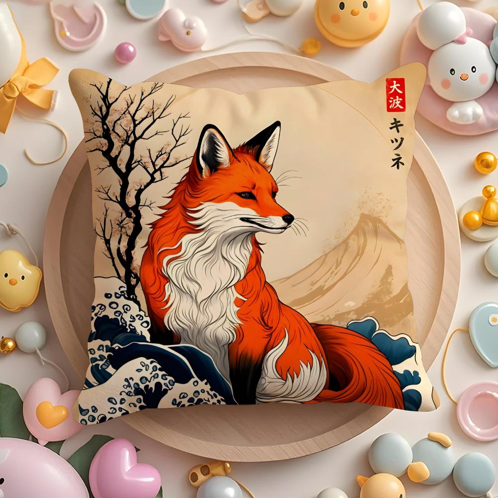 Animals The Great Wave Katsushika Hokusai Cushion Cover Plush Fabric Soft DoubleSided Printed Sofa Warm Home Gift Pillow Cover