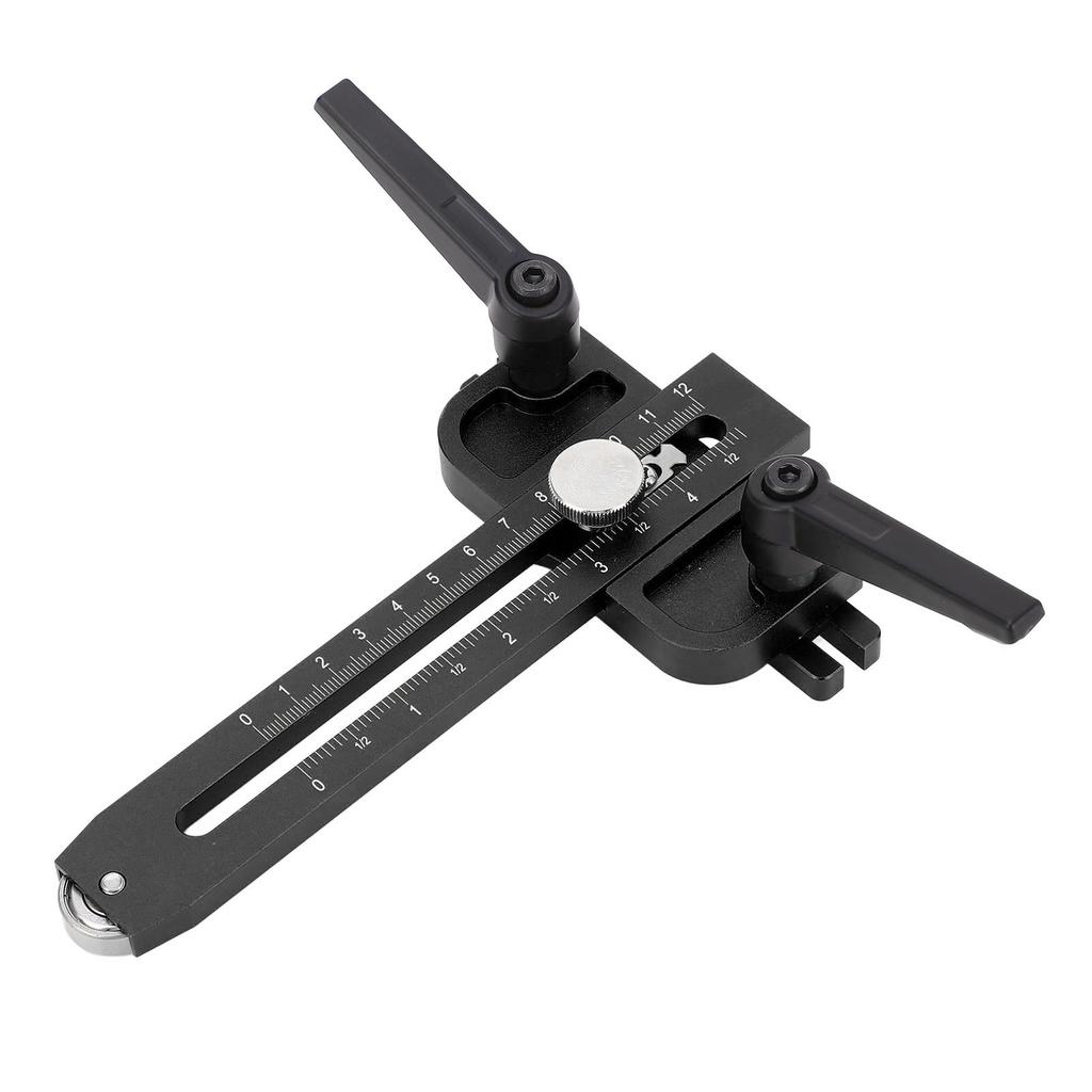 Table Saw Jig Guide with Roller Dual Scale Woodworking Thin Ripping Guide Locator Fits for 3 4x3 8 3 8x1 4 Inch T Slot