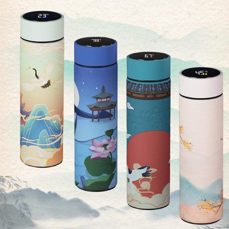 Креативный светодиодный дисплей температуры, вакуумная фляга из нержавеющей стали, 500 мл