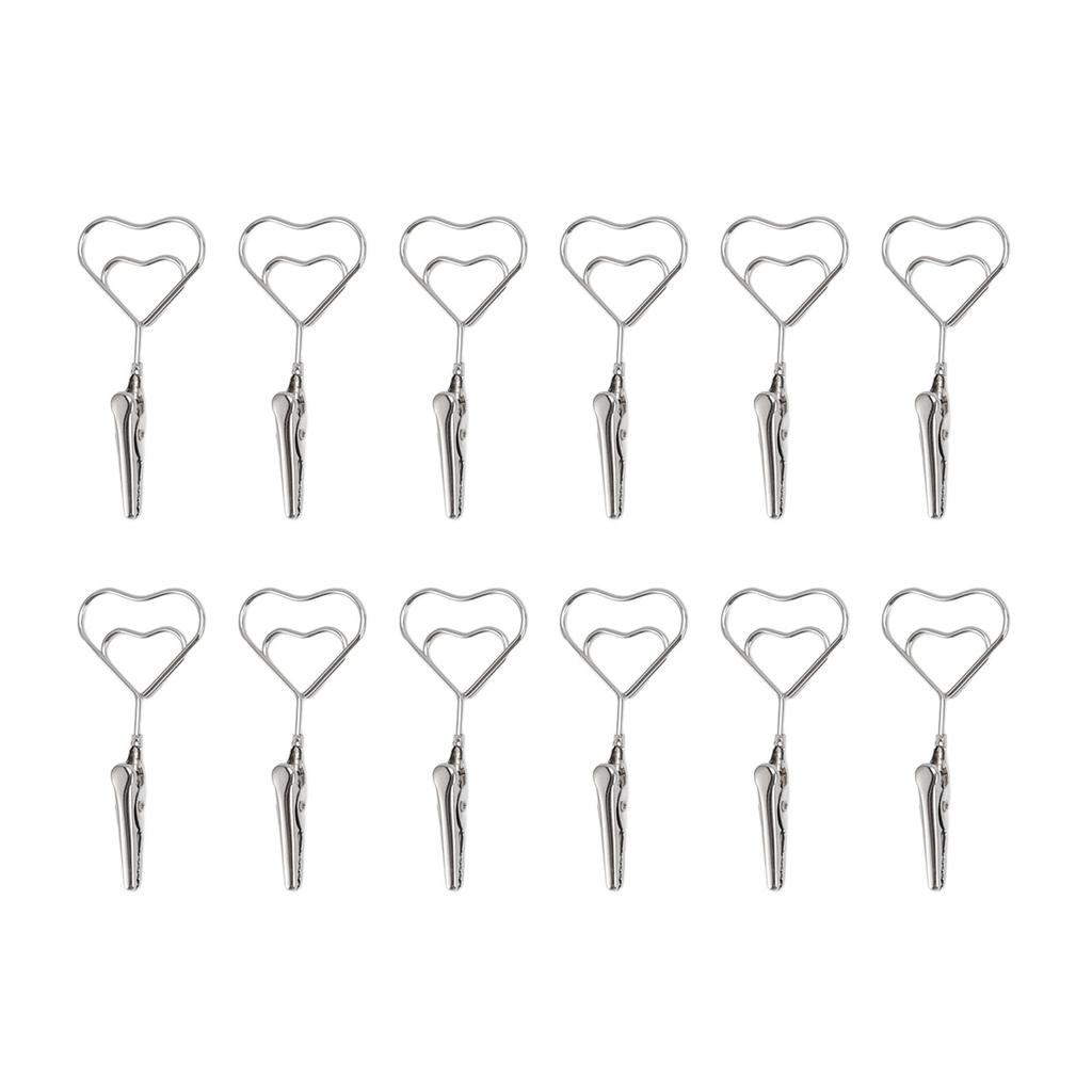 12pcs 2.8in Double Headed Memo Clip Metal Card Holder Wire Photo Clamp for Hanging Photo Display