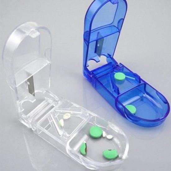 Medicine Tablet Pill Cutter Splitter Divider Storage Compartment Box Holder Case