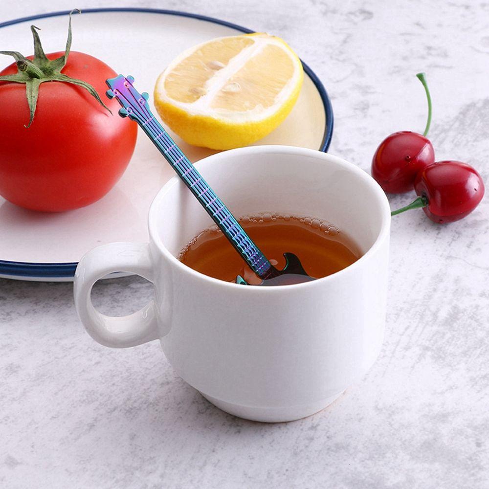 Dessert Ice Cream Guitar Shaped Tableware Stirring Drinking Tool Teaspoon Flatware Coffee Spoon