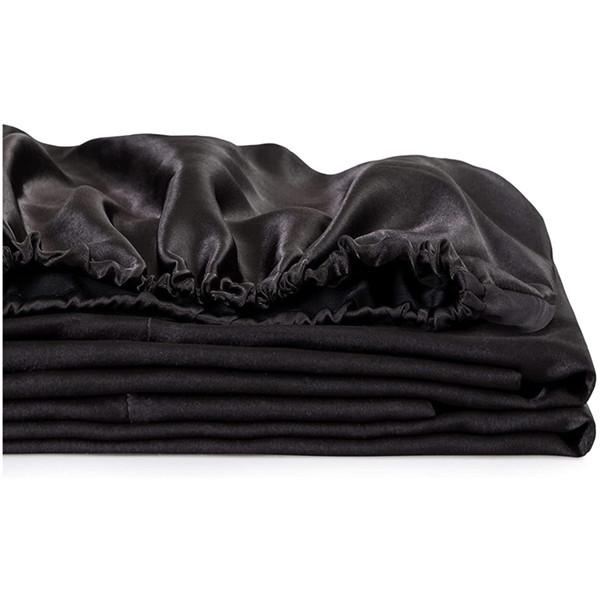 (No Pillowcases )Luxury Emulation Silk Fitted Sheet Bed Mattress Protector Cover Elastic Sheets Bed Mattress Cover Linen