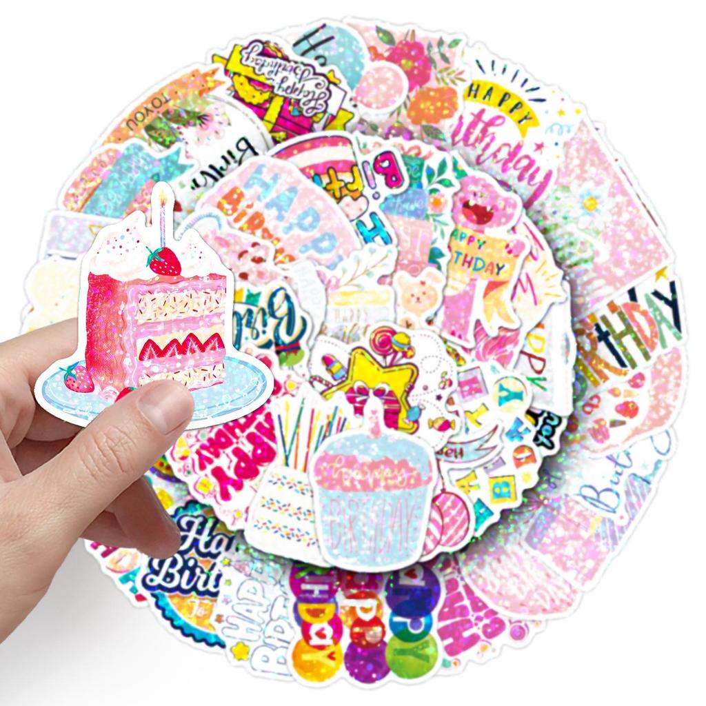 50 листов праздничных лазерных наклеек «С Днем рождения» для блокнотов и журналов