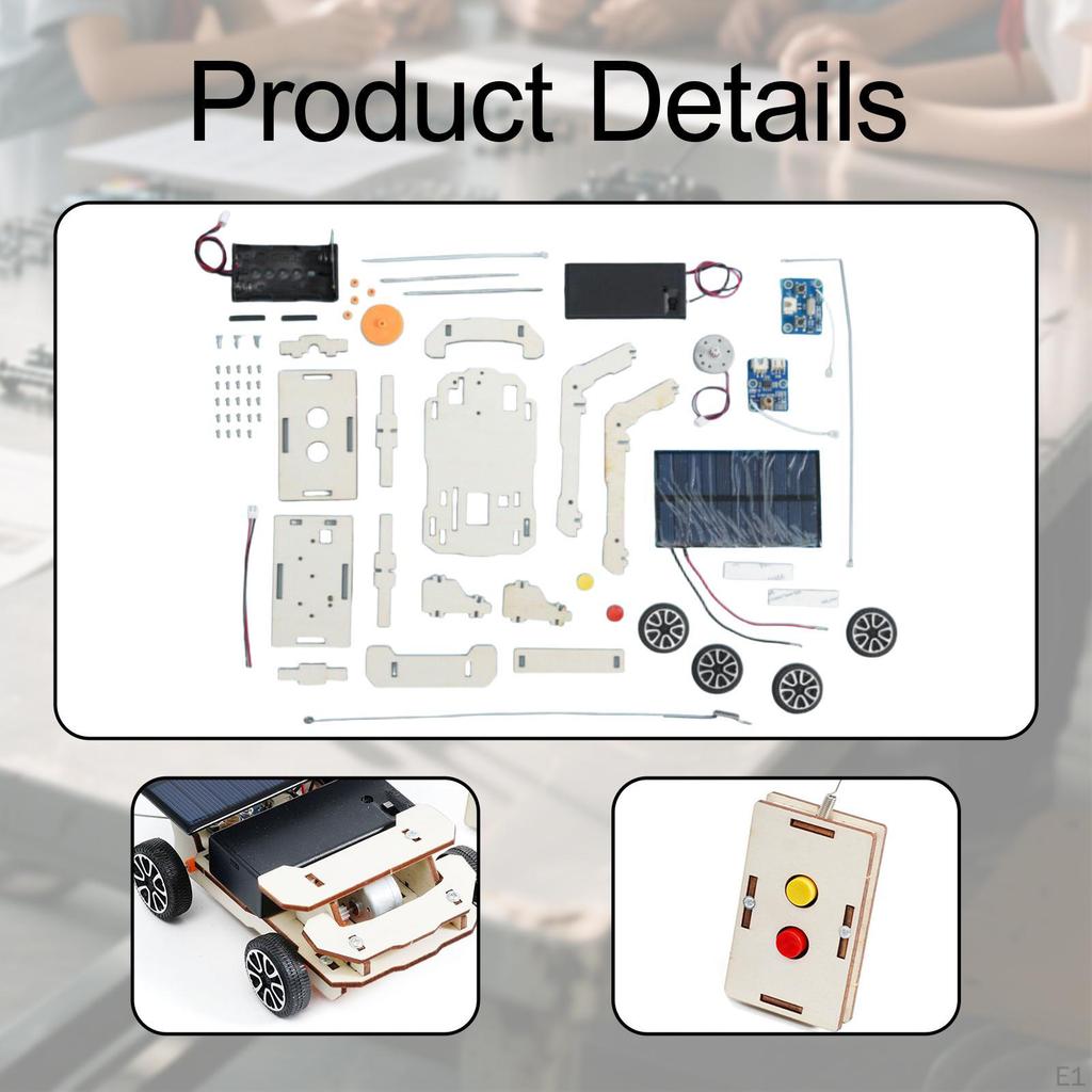 Wooden Solar Power Remote Control Car Model Kit, Educational 3D Building Puzzles, Science Experiment