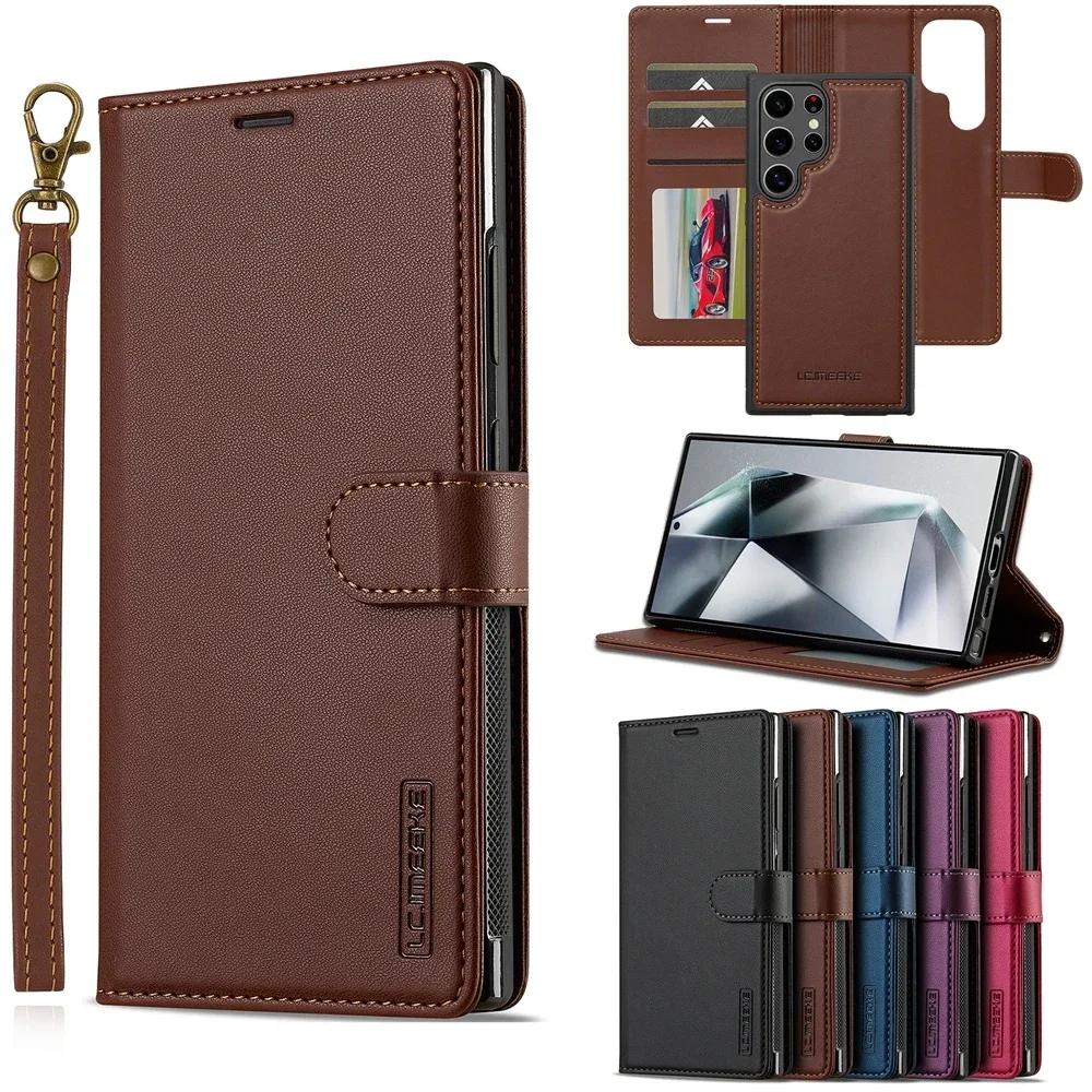 Магнитный чехол-кошелек с откидной крышкой, кожаный чехол для телефона Samsung Galaxy S25 Edge S24 FE S23 S22 S21 Ultra Plus A15 A35 A55 A54 A55 A14 A16 A36 A56