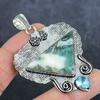 Natural Indian Moss Agate, Topaz 925 Sterling Silver Jewelry Pendant 2.60" Q2z67