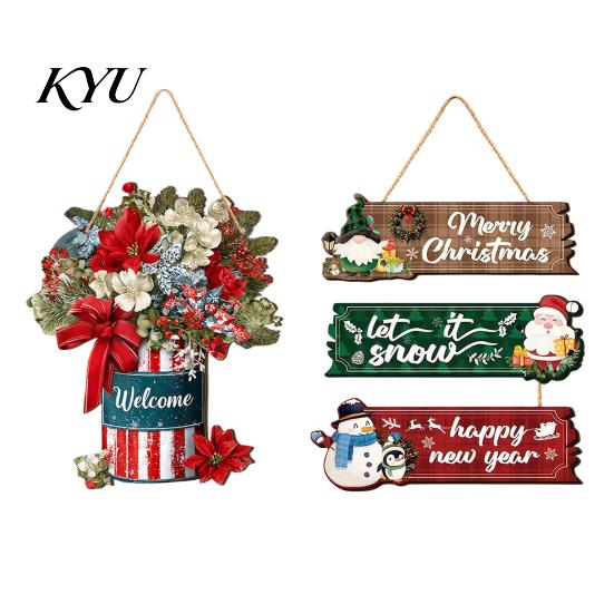 Festive Entrance Hanging Sign Christmas Welcome for Front Door, Rustic Wooden Ornament, Festival Housewarming Gift Idea Wall Decor with Lanyard