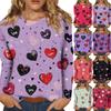 Women's Casual Fashion Sexy Comfortable Valentine's Day Printed Round Neck Long Sleeve Top