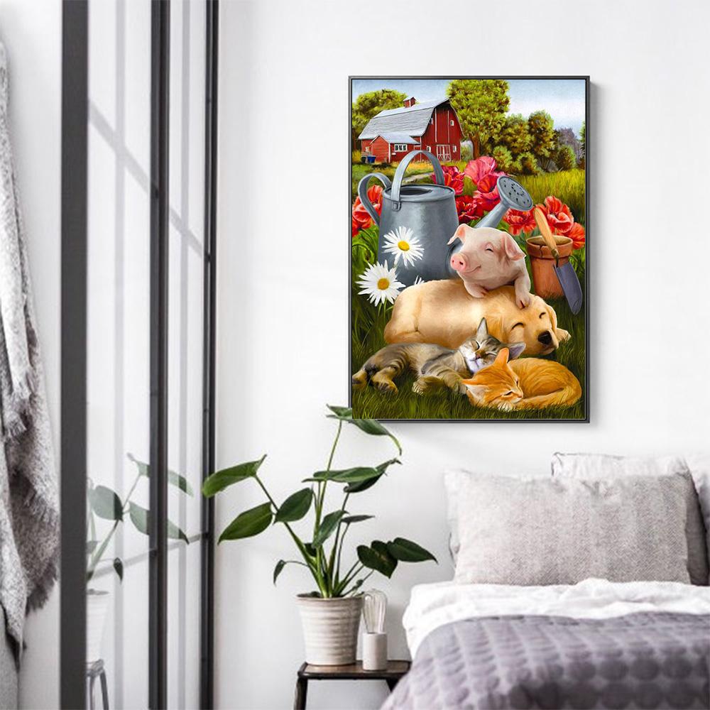 Huacan Алмазная картина вышивка крестиком Свинья 5D DIY Алмазная вышивка Мозаика Наборы страз животные