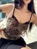 Женский укороченный топ с леопардовым принтом, модный жилет, эстетический корсетный топ с открытыми плечами, без рукавов, тонкие обтягивающие Y2k, сексуальные винтажные майки, одежда 2000-х годов
