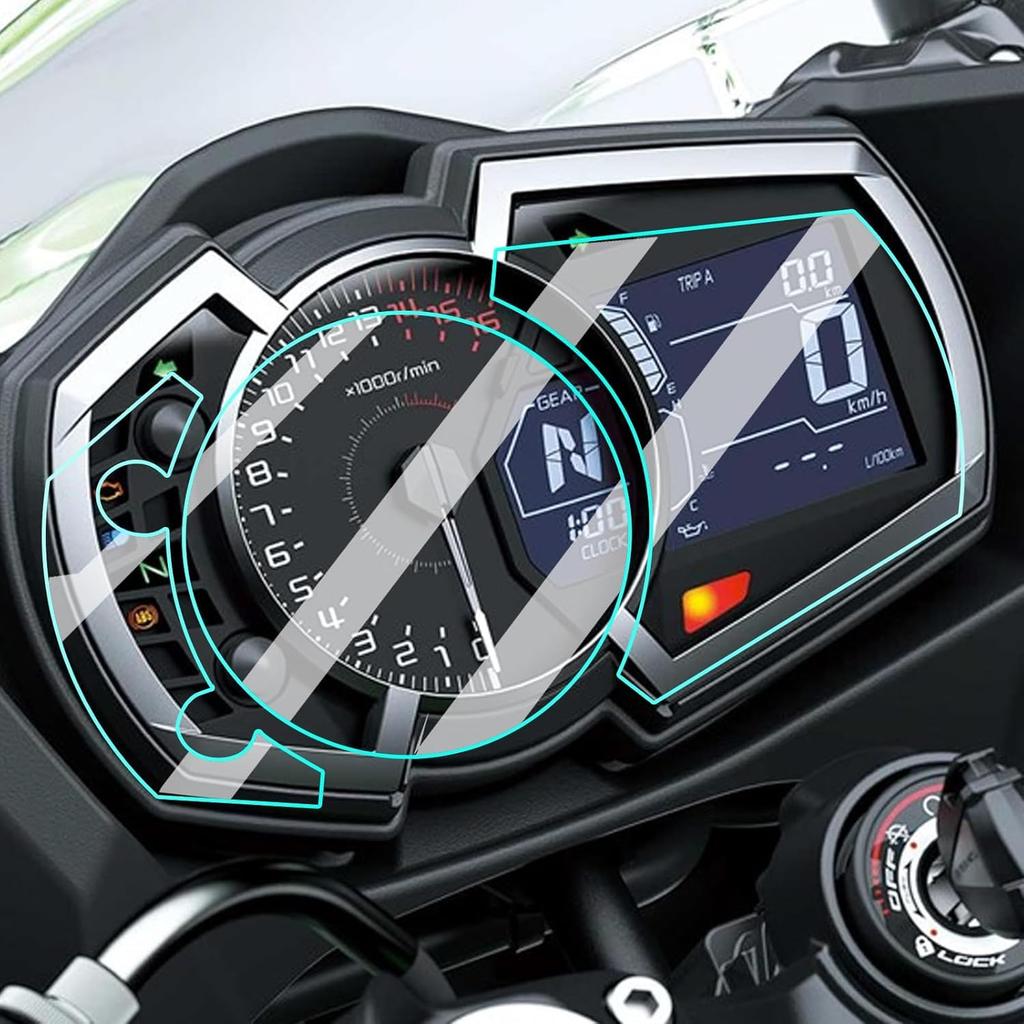 Motokano Пленка для приборной панели для Ninja 400 (2018-2024 гг.), Ниндзя 250 (2018-2024 гг.), ZX-6R (2019-2021), и Ninja 650 (2017-2019) - Защитная пленка для приборной панели, набор из 2 штук