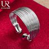 925 Sterling Silver Open Multi Line Ring Fashion Wedding Jewelry
