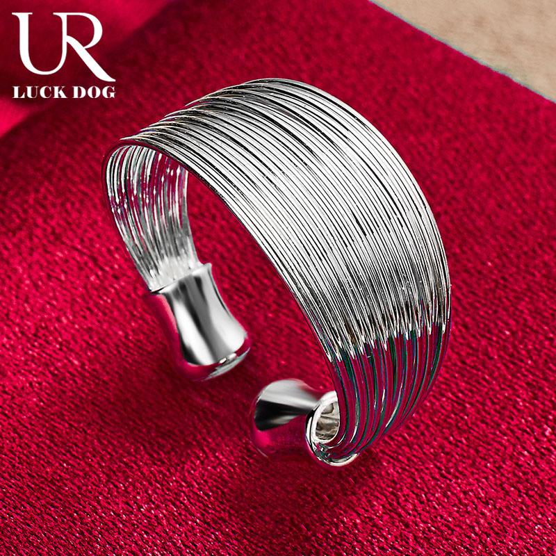 925 Sterling Silver Open Multi Line Ring Fashion Wedding Jewelry