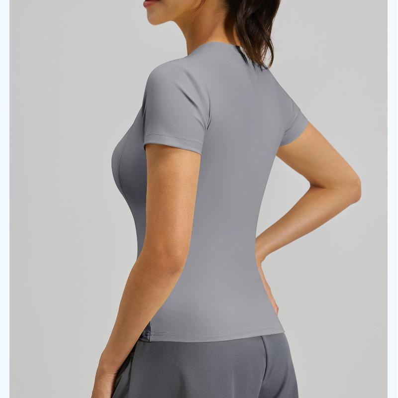 New Summer Women's Sports Tights Yoga Wear Short sleeved Tops Female Running Fitness T-shirts
