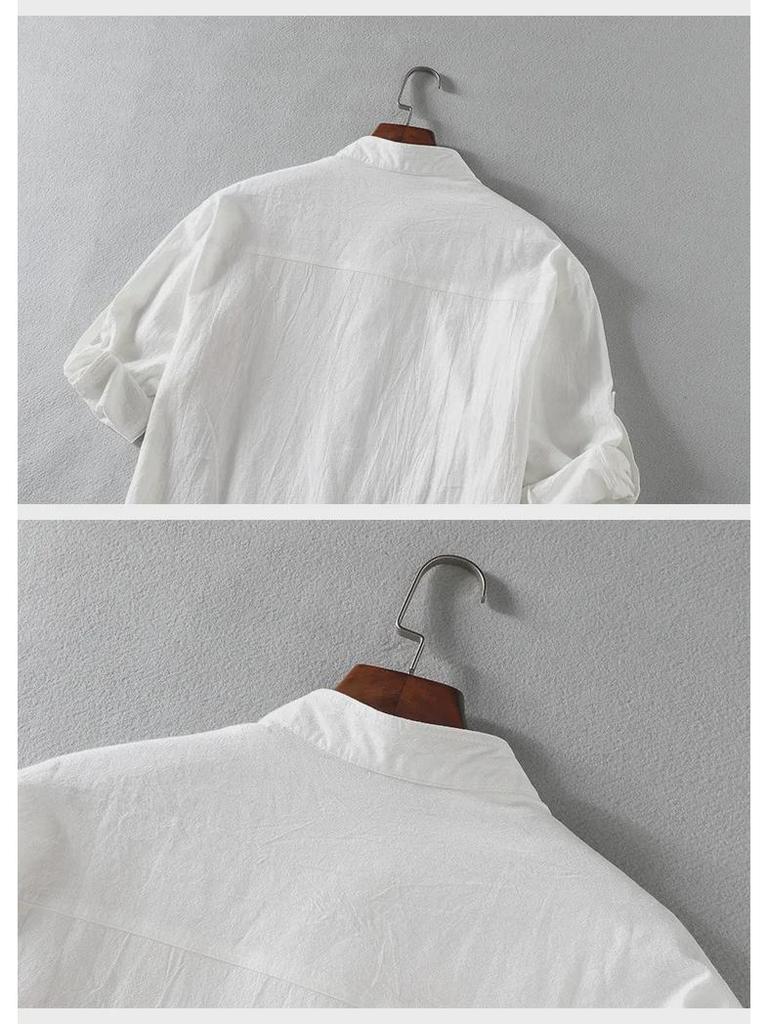 Men's Casual Cotton Linen Short-Sleeve Shirt - Summer Loose Fit Top