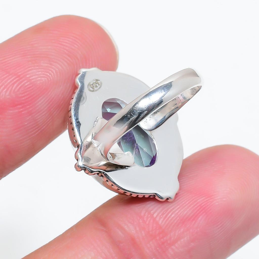 Кольцо Rainbow Mystic Fire Topaz из стерлингового серебра 925 пробы V6419, Радужное кольцо, Овальное кольцо, Подарок на День святого Валентина, Подарок для нее, Подарок на день рождения, Украшения ручной работы,