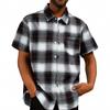 Мужская клетчатая рубашка, рубашка с коротким рукавом, летняя повседневная одежда