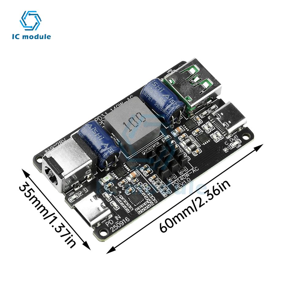 Модуль быстрой зарядки PD 140 Вт, мощный, с двумя портами USB Type-C, с поддержкой полных протоколов (PD3.1/QC4+/PPS)