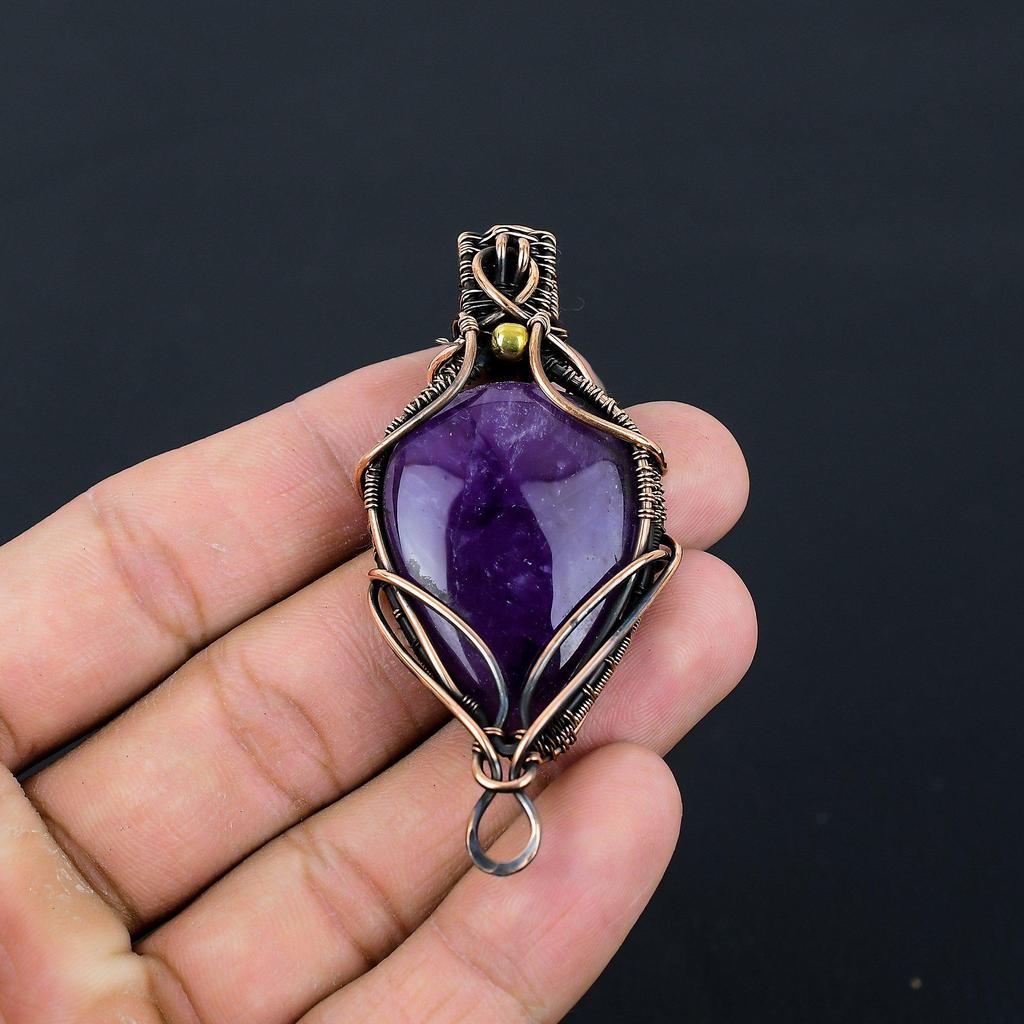 Ювелирные изделия шкентеля аметиста чистой медной проволоки обернутые Хандмаде для подарка