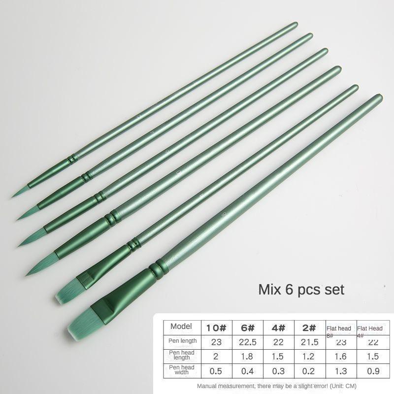 Набор акварельных кистей с заостренной круглой плоской головкой, мягкий ворс, для начинающих студентов-художников, нарисованный вручную акварельный нейлоновый материал для рисования