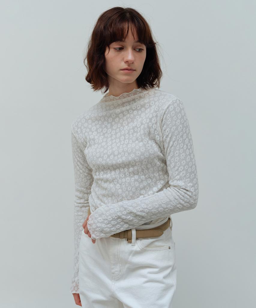 THERYE Sheer Lace Long Sleeve(Cream)