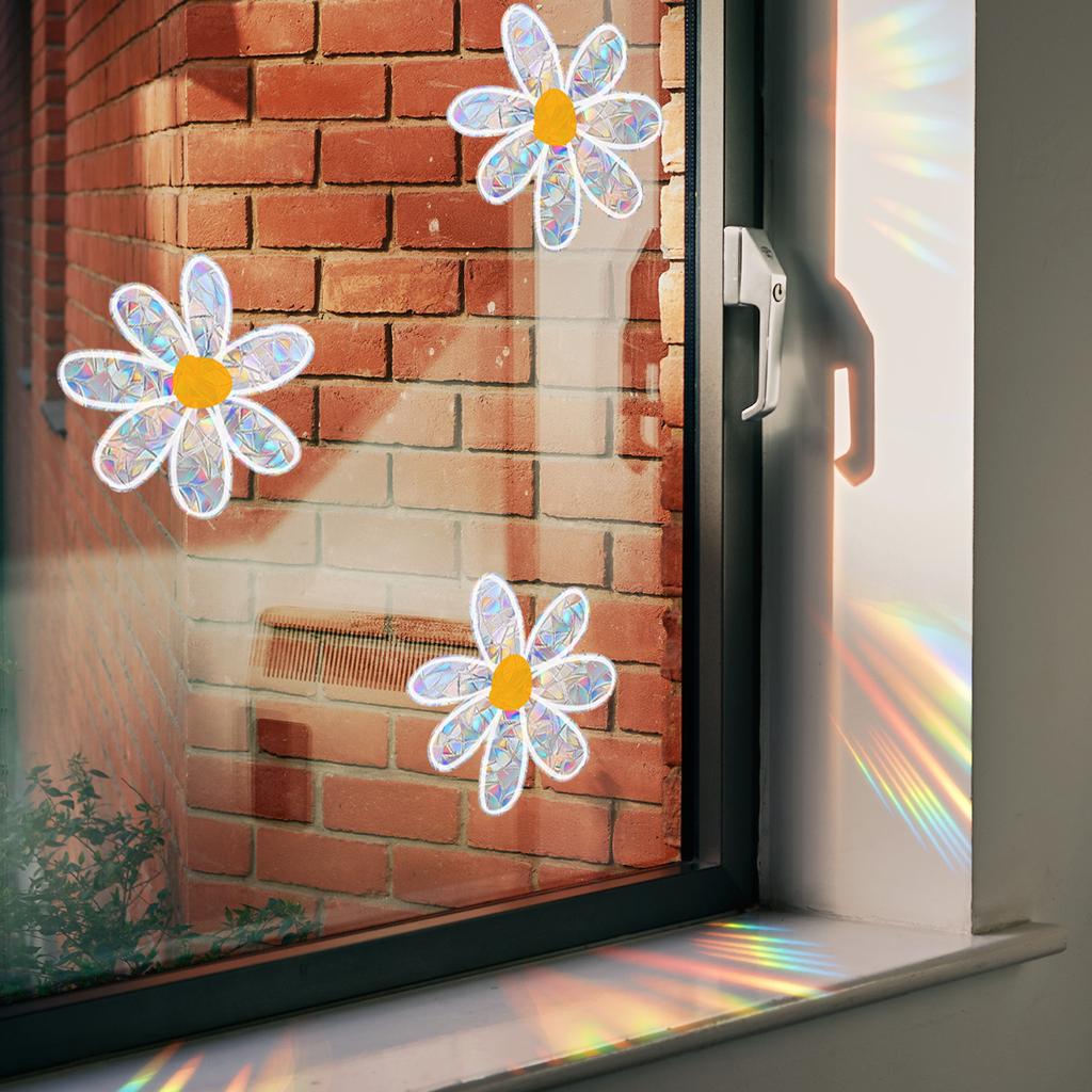 Rainbow Daisy Dandelion Lotus Mermaid Sunshine Colorful Double Sided Static Sticker Glass Window Sticker Xc
