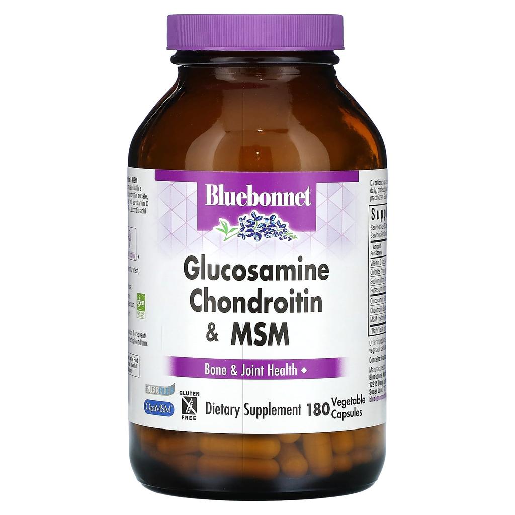 Bluebonnet Nutrition Glucosamine Chondroitin Plus MSM, 180 Veggie Capsules