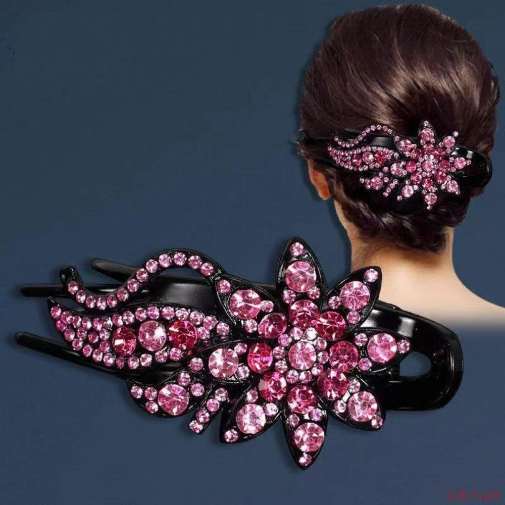 Lesklé drahokamy Vlásenka Květinový list Kachní zobák Vlasové drápky Retro sponky do vlasů Příslušenství pro ženy