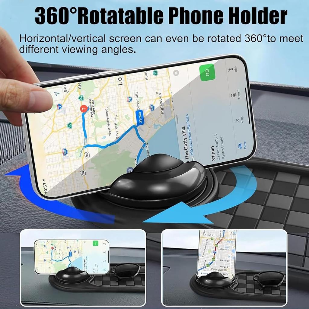 Multifunction Car Anti-Slip Mat, 2025 New Rotatable Anti Skid Car Dashboard Pad,Auto Phone Holder-Universal Non-Slip Car Mat, With Temporary Parking