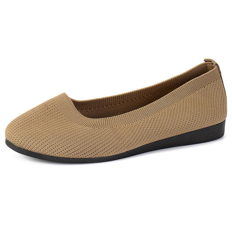 Fashion Plus Size 43 Mesh Knitted Ballet Flats Women Lightweight Soft Sole Shallow Loafers Woman Non-Slip Breathable Flat Ladies Shoes