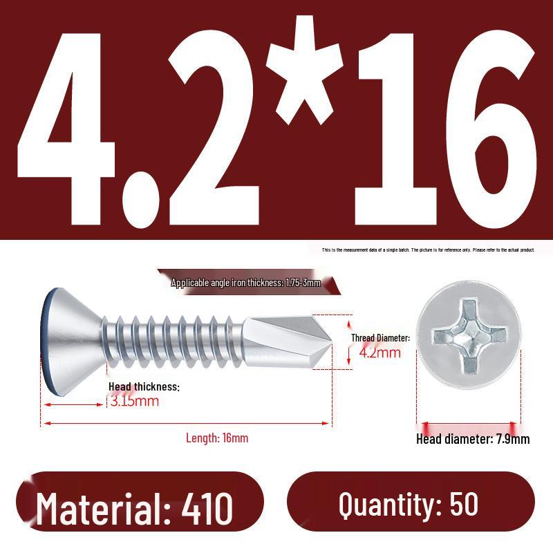 Винты с плоской головкой, из нержавеющей стали, с синим цинковым покрытием, самосверлящие и самонарезающие M3.9-M5.5