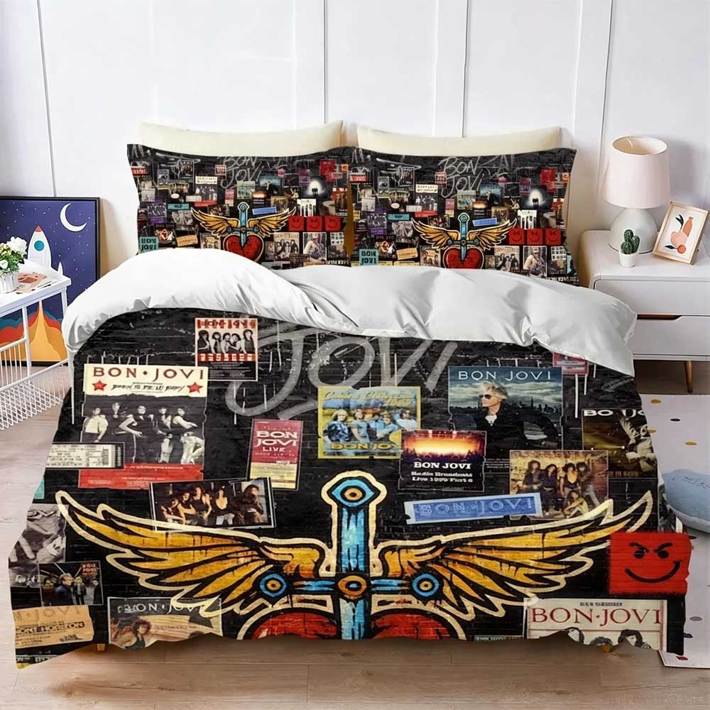 Popular Band B-Bon J-Jovi Girl Duvet Cover Pillowcase Twin Full Queen King Double Single Size Women Adults Teens Bedding Set