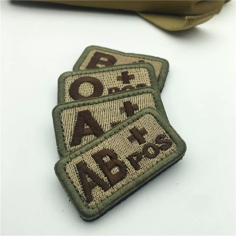 Tactical Blood Type Seal Identification Seal Embroidery Velcro Badge Armband A Type B Type AB Type O + POS Military Fan
