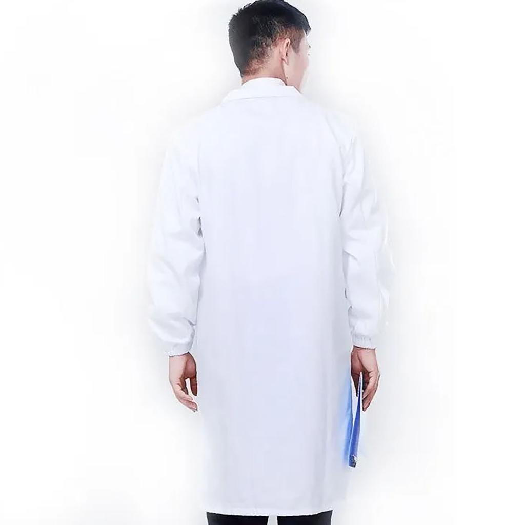 Профессиональный лабораторный халат мужской женский мягкий хлопковый с длинным рукавом стоматологический больничный белый халат хлопковый эластичные манжеты L