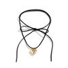 Adjustable Velvet Bowknot Choker Neck Tie Chain Heart Pendant Necklace Jewelry Elegant Clavicle Chain Necklace