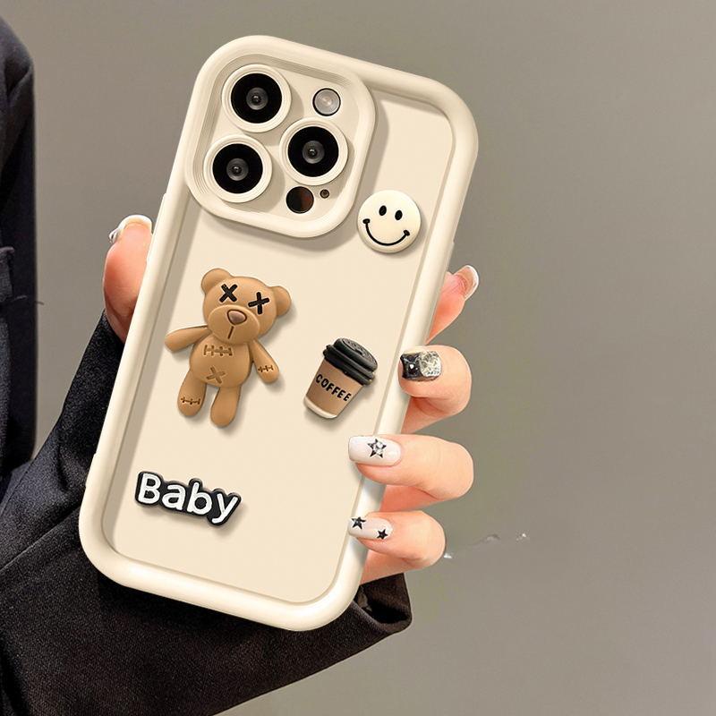 Applicable To IPhone 15 Mobile Phone Case Bear Doll 13 Luxury Apple 16 Promax Creative 14 Anti-fall Women